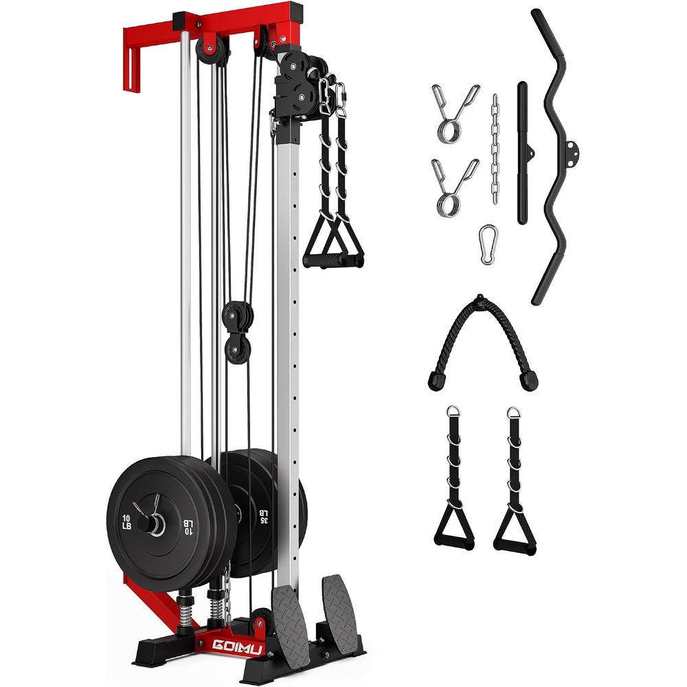 image:imageWall Mount Cable Station WM1 Cable Crossover Machine with 17 Positions High and Low Cable Crossover Machine with Removable Footplate for Garage Home Gym100LBS Home Gym Package RD