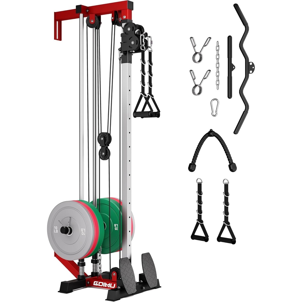 image:imageWall Mount Cable Station WM1 Cable Crossover Machine with 17 Positions High and Low Cable Crossover Machine with Removable Footplate for Garage Home Gym120LBS Colored Home Gym Package RD