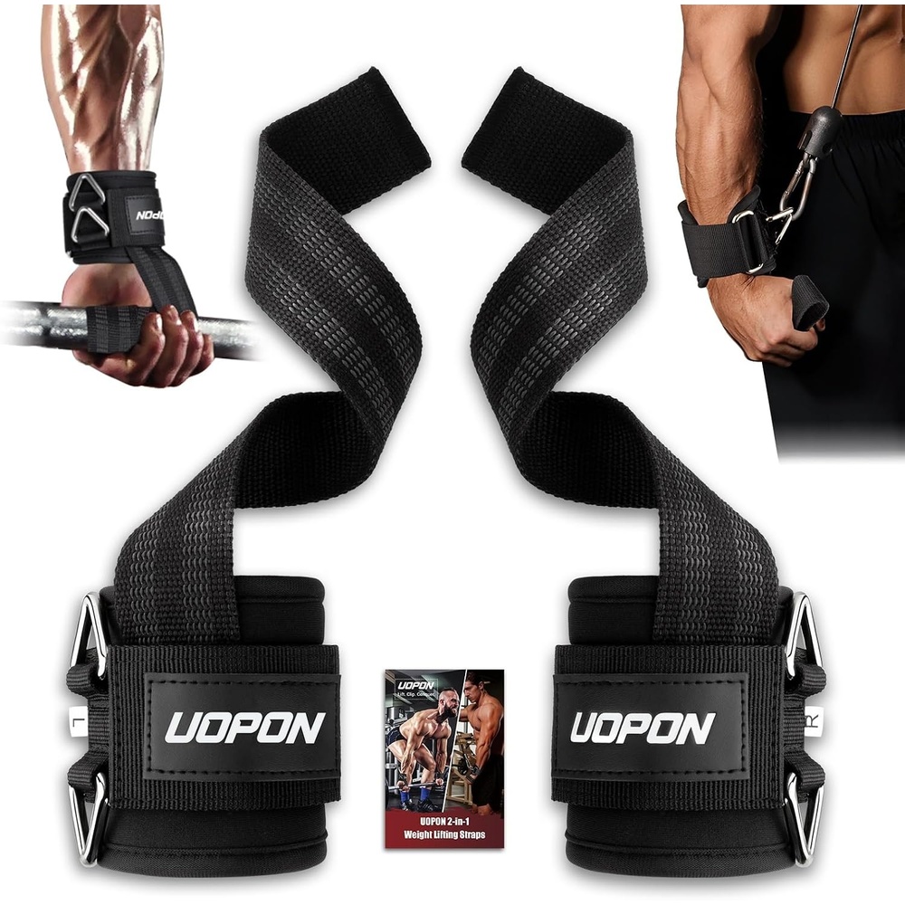 image:imageWeight Lifting Straps with Rings 2 in 1 for Weightlifting amp Cable Machine  Wrist Straps with Double Triangle Rings and Nonslip Latex Thread Lifting Cuffs for Home Gym Workout