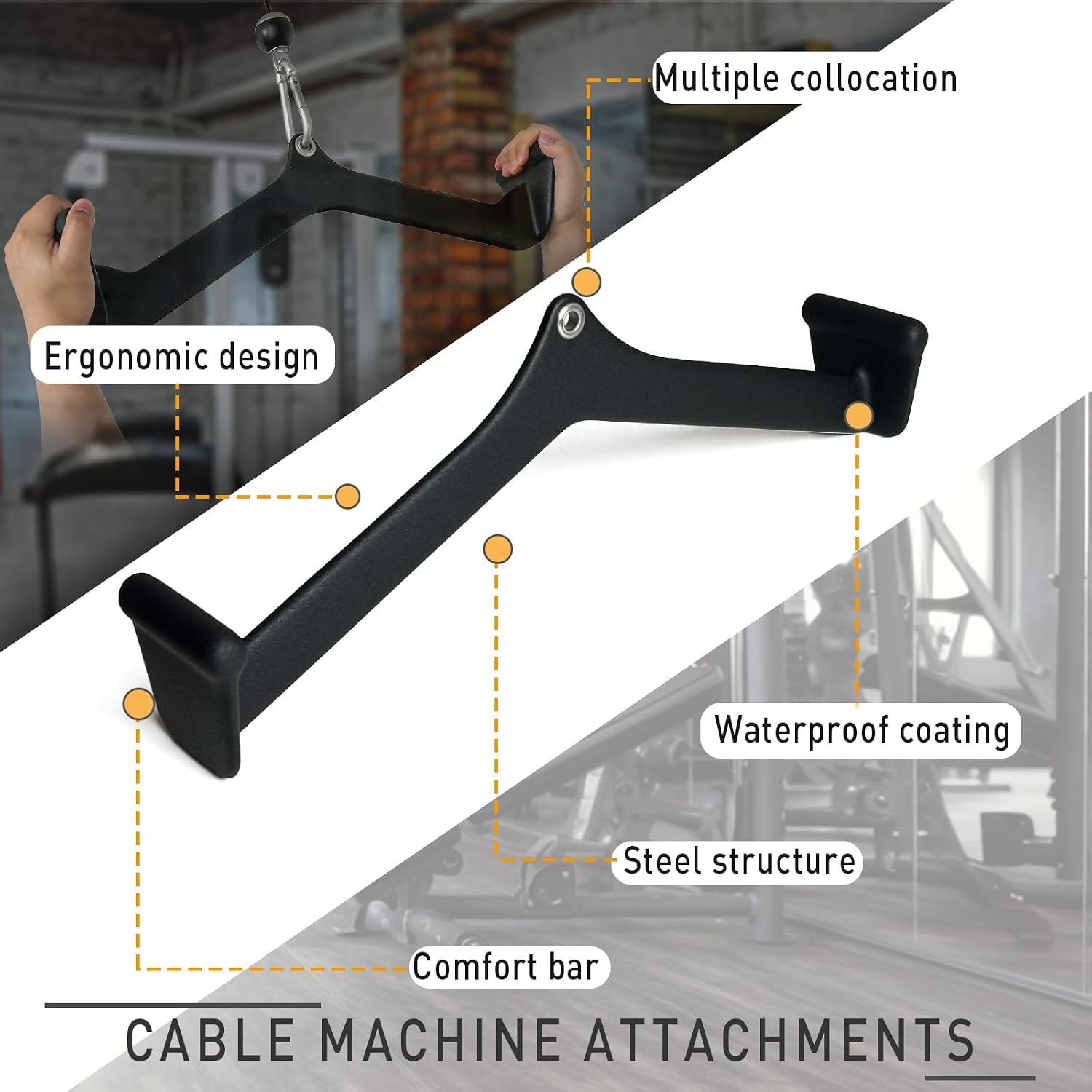 image:imageErgonomic LAT Pull Down Bars Back and Triceps Strength Training Equipment LAT Pulldown Attachments Cable Attachments for Home GymBT0024