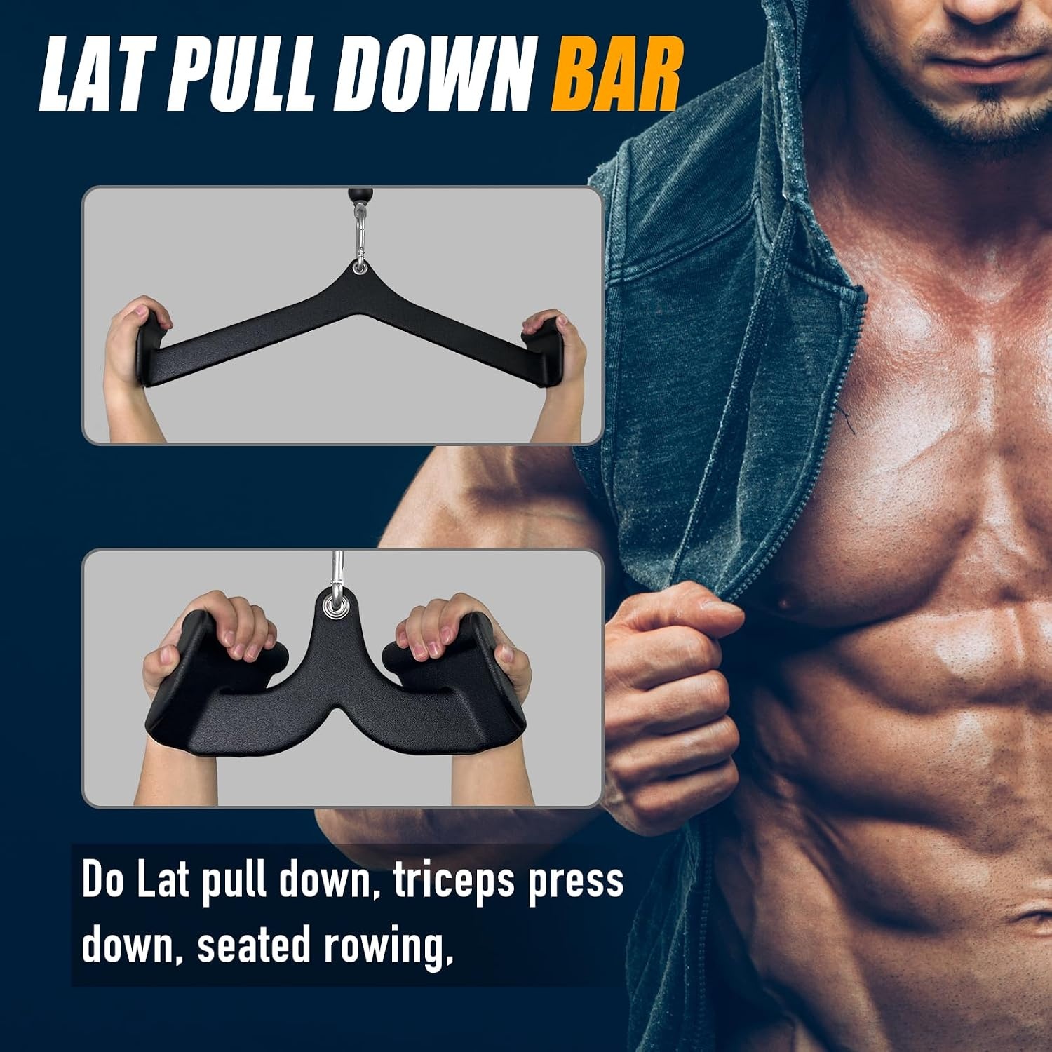 image:imageErgonomic LAT Pull Down Bars Back and Triceps Strength Training Equipment LAT Pulldown Attachments Cable Attachments for Home GymBT0024