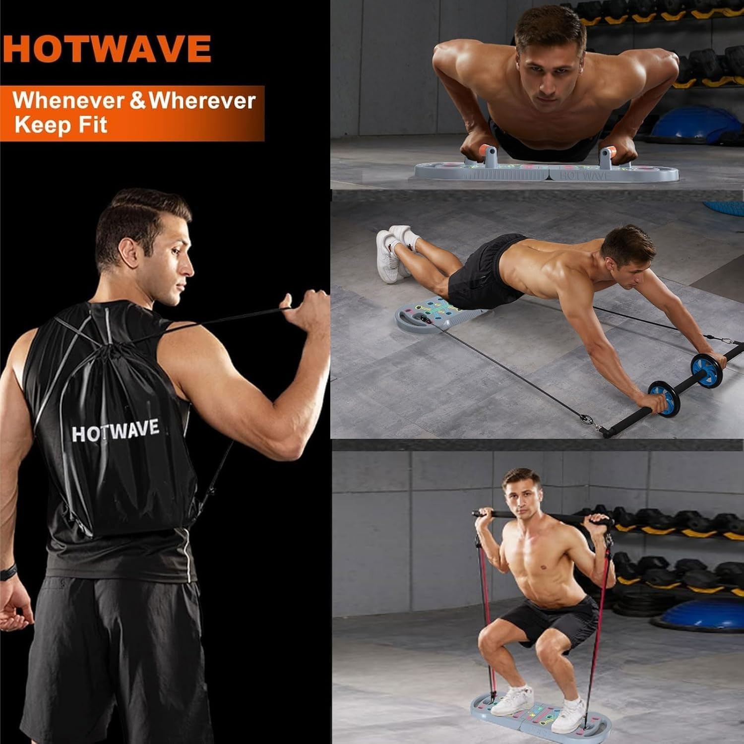 image:imageHOTWAVE Push Up Board Portable PushUp Board Foldable 20 in 1 Push Up BarGrey