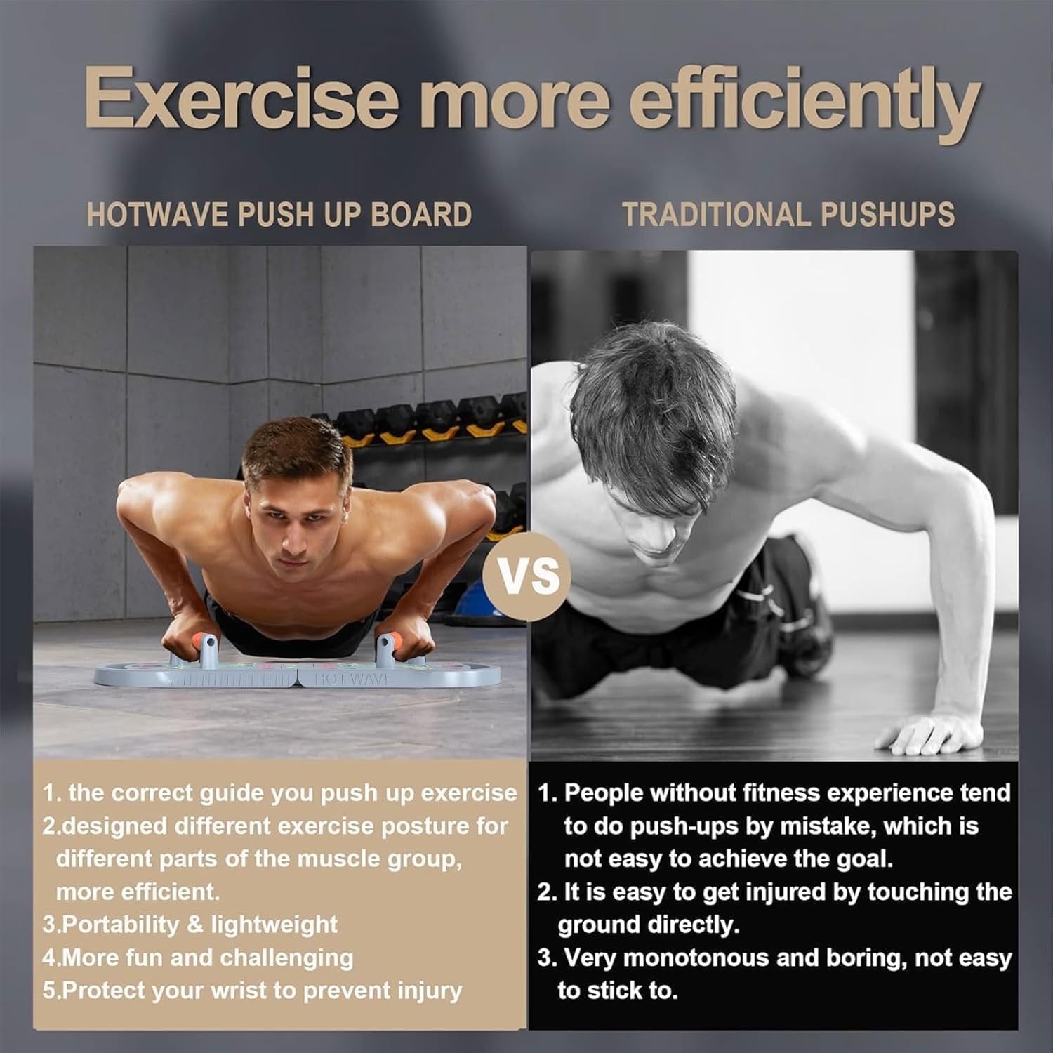 image:imageHOTWAVE Push Up Board Portable PushUp Board Foldable 20 in 1 Push Up BarGrey