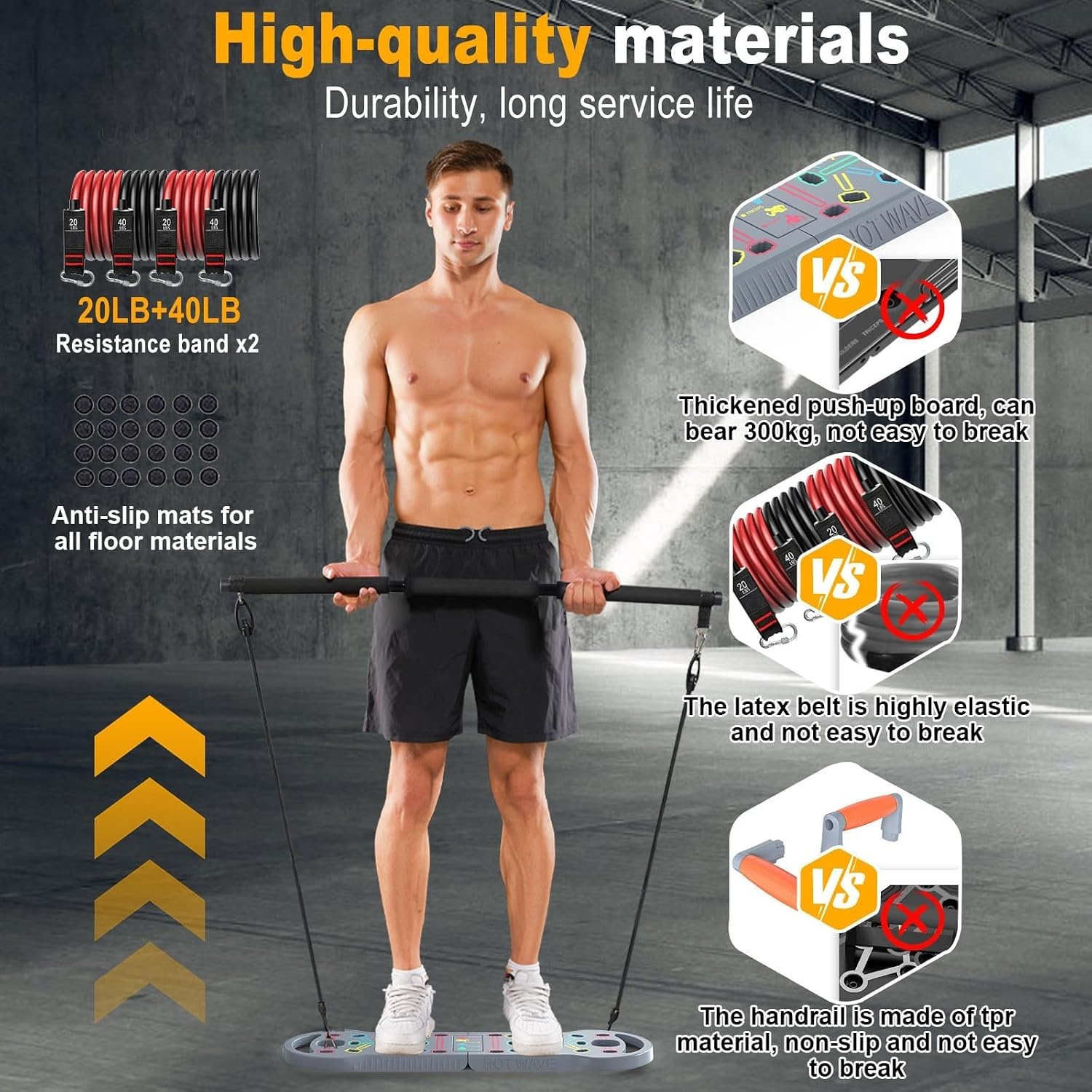 image:imageHOTWAVE Push Up Board Portable PushUp Board Foldable 20 in 1 Push Up BarGrey