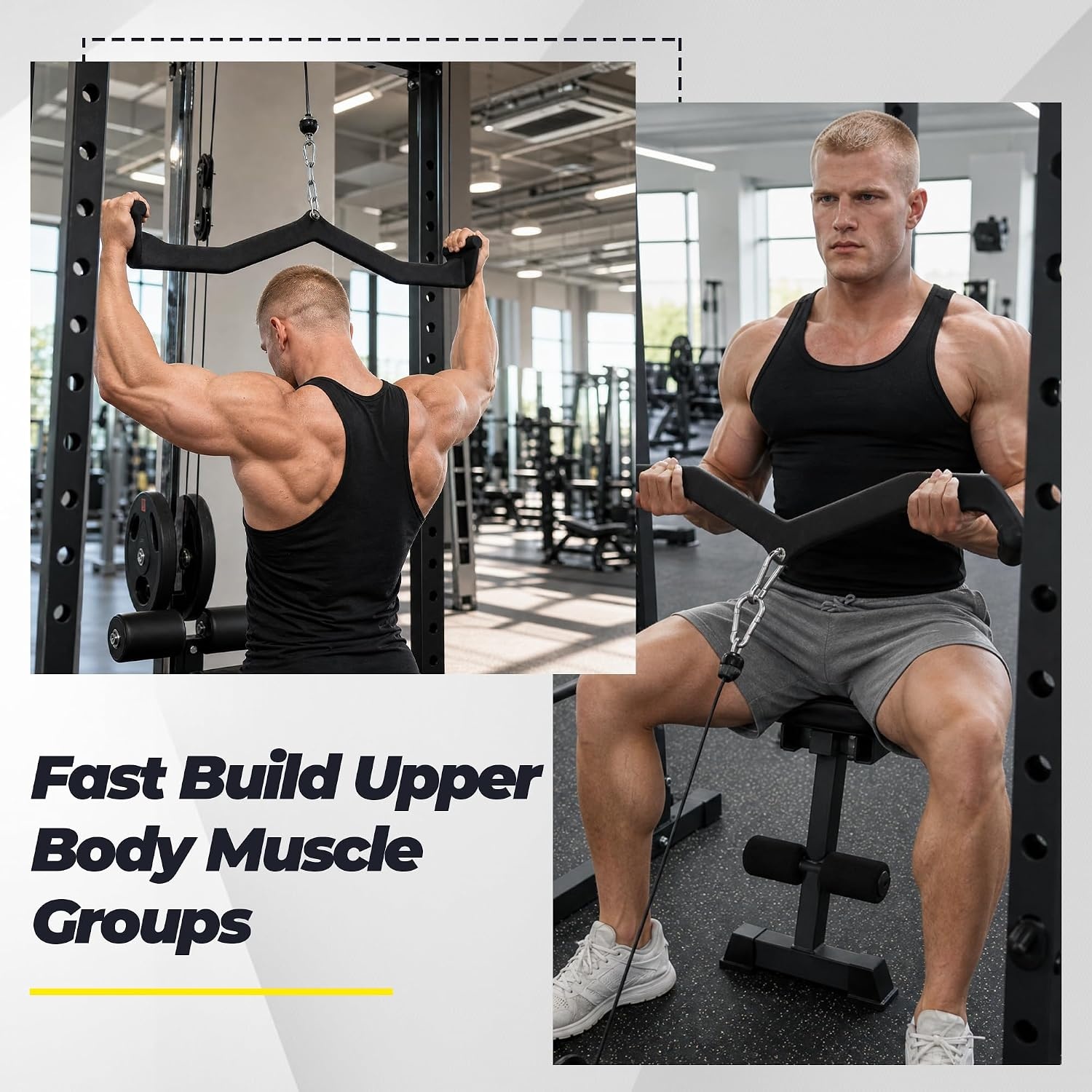 image:imageHULKFIT LAT Pulldown Attachments 5 Piece Cable Machine Handle Set for GymGraphite