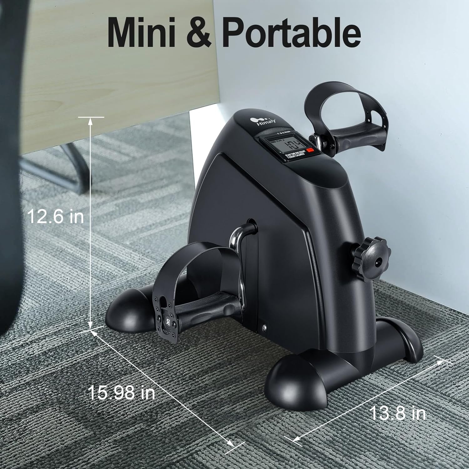 image:imageMini Exercise Bike himaly Under Desk Bike Pedal Exerciser Portable Foot Cycle Arm amp Leg Peddler Machine with LCD Screen DisplaysBlack