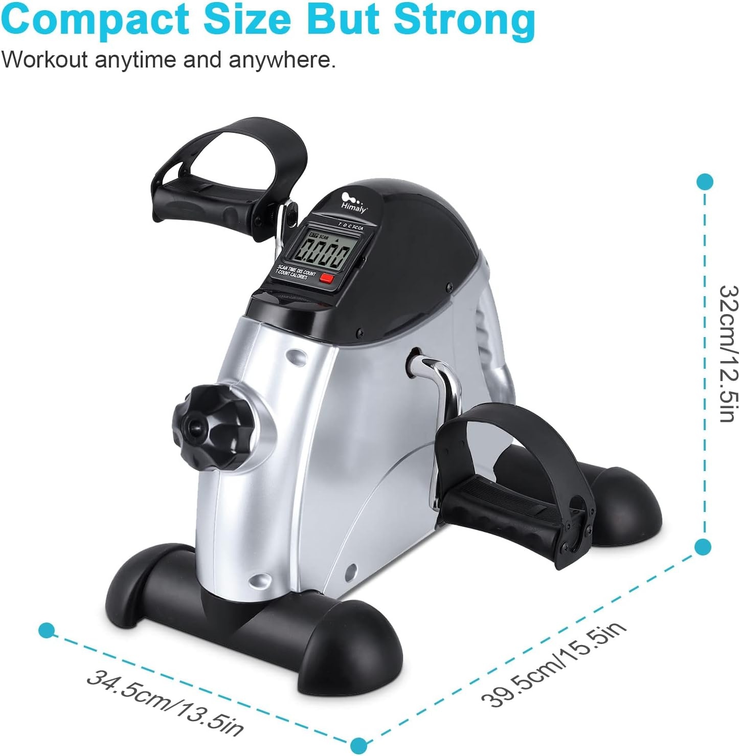 image:imageMini Exercise Bike himaly Under Desk Bike Pedal Exerciser Portable Foot Cycle Arm amp Leg Peddler Machine with LCD Screen DisplaysSilver and Black