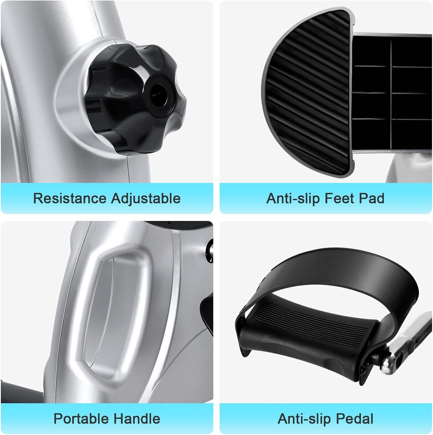 image:imageMini Exercise Bike himaly Under Desk Bike Pedal Exerciser Portable Foot Cycle Arm amp Leg Peddler Machine with LCD Screen DisplaysSilver and Black