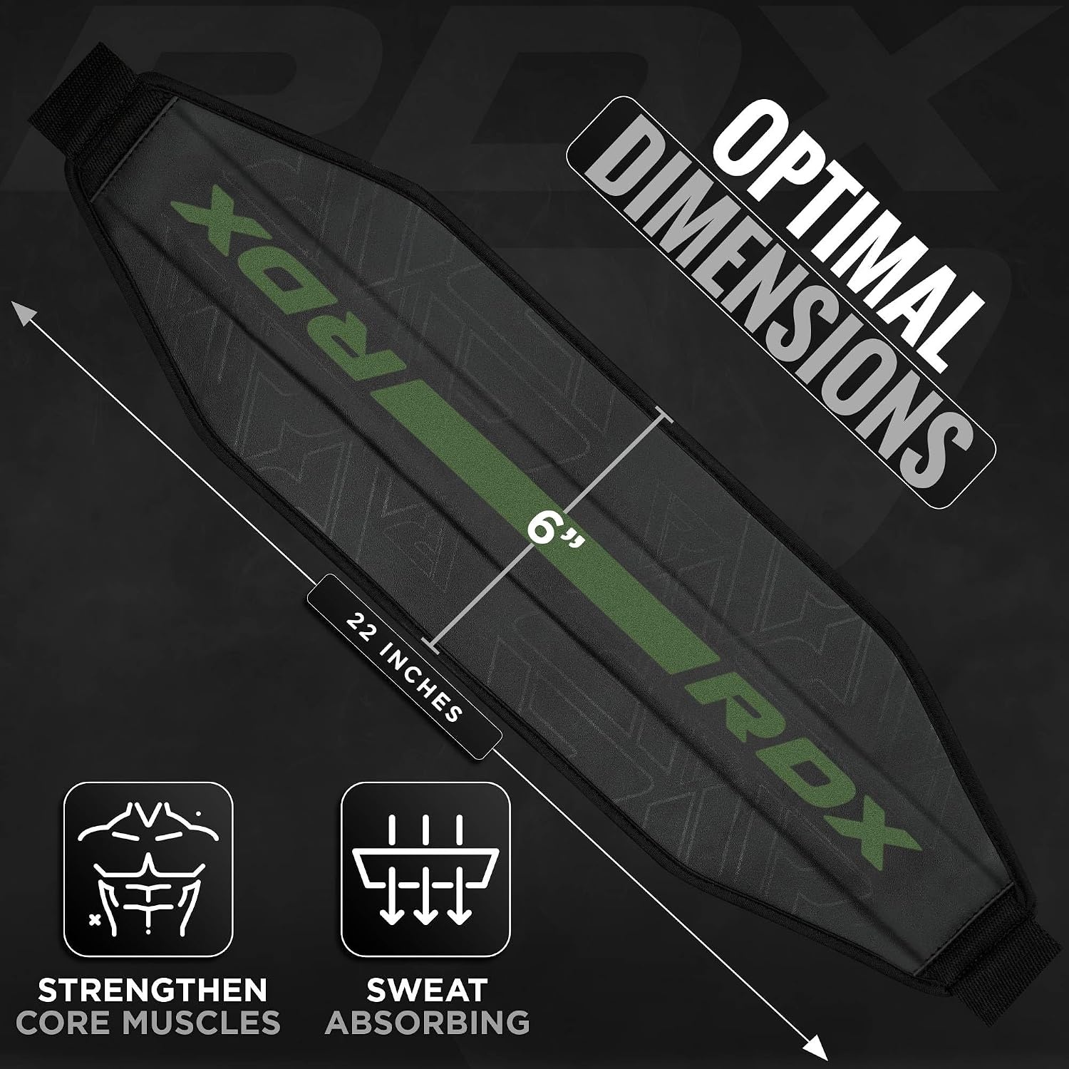 image:imageRDX AB Straps for Pull Up Bar Hanging Pair Maya Hide Leather Abdominal Muscle Building Padded Arm Support Slings with DRing Strap Leg Raise Exercise Fitness Workout Strength Training Men WomenBlack Green