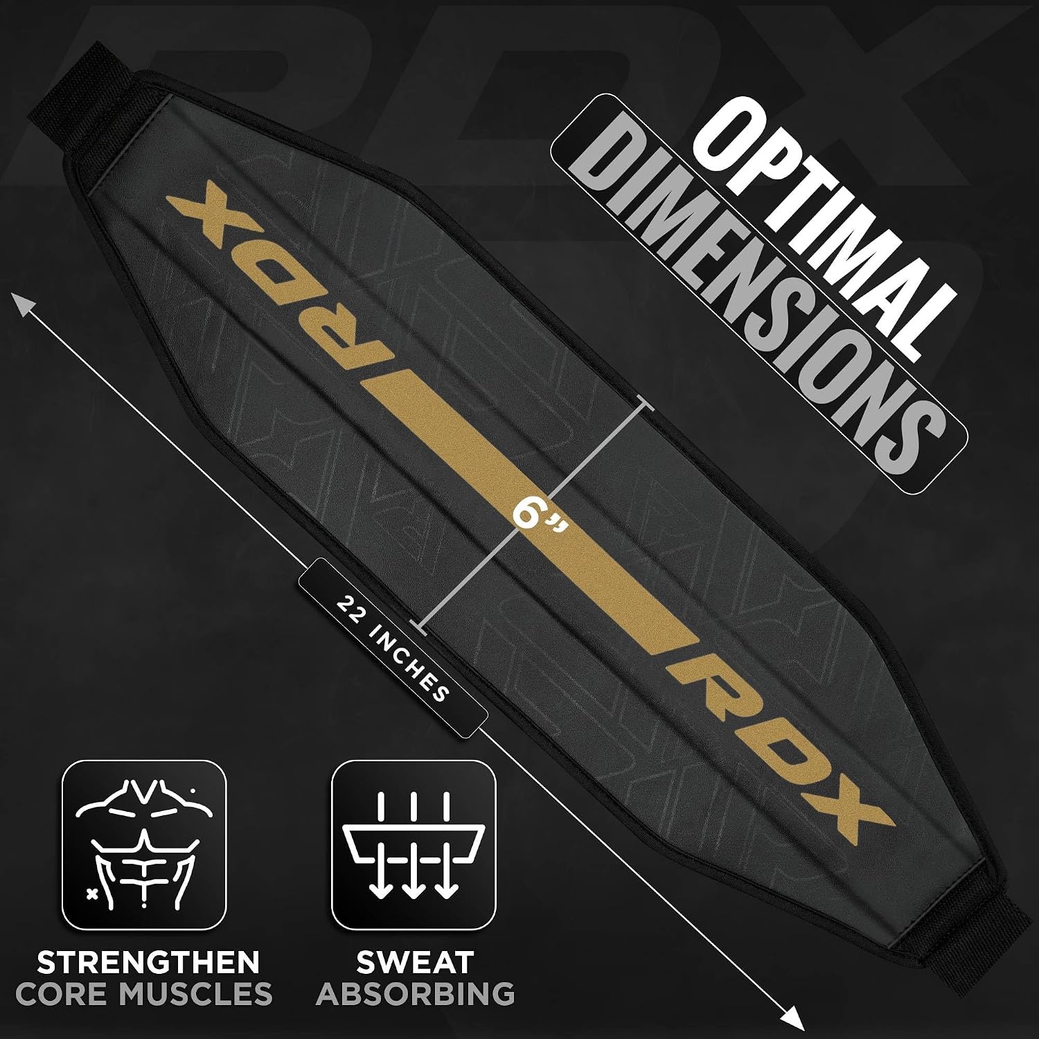 image:imageRDX AB Straps for Pull Up Bar Hanging Pair Maya Hide Leather Abdominal Muscle Building Padded Arm Support Slings with DRing Strap Leg Raise Exercise Fitness Workout Strength Training Men WomenBlack Golden