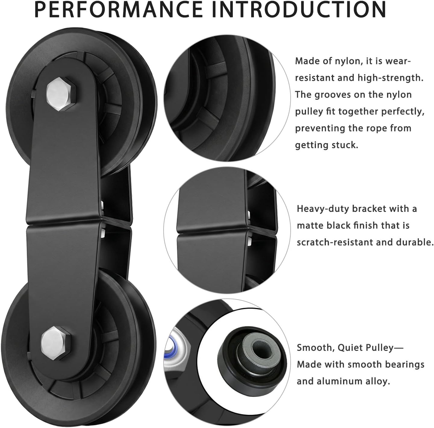 image:imageSwivel Dual Pulleys 360Rotation Roller Reinforced double pulley Wheel for Home DIY Gym Pulley System Cable Machines fly machines Silent Bearing Swivel Groove Wheel Pull Down Attachment Weight LiftingBlack