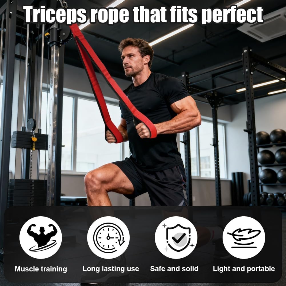image:imageTricep Rope Cable Attachment Heavy Duty Rope for Push DownsRed