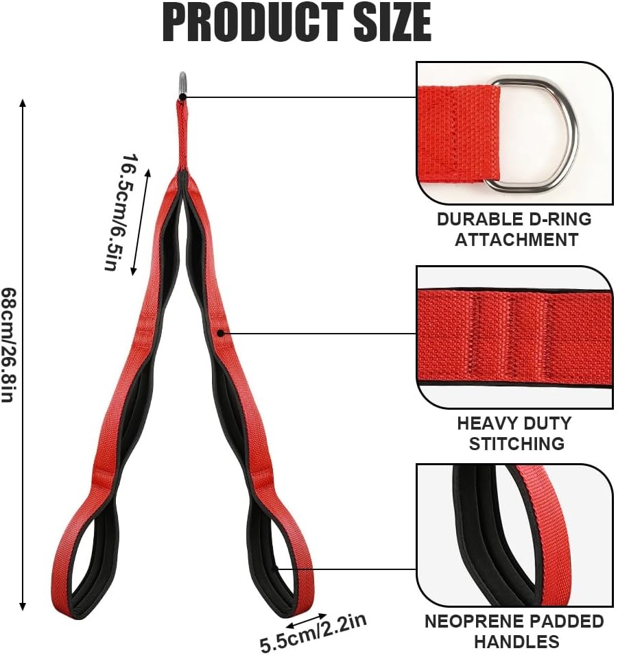 image:imageTricep Rope Cable Attachment Heavy Duty Rope for Push DownsRed
