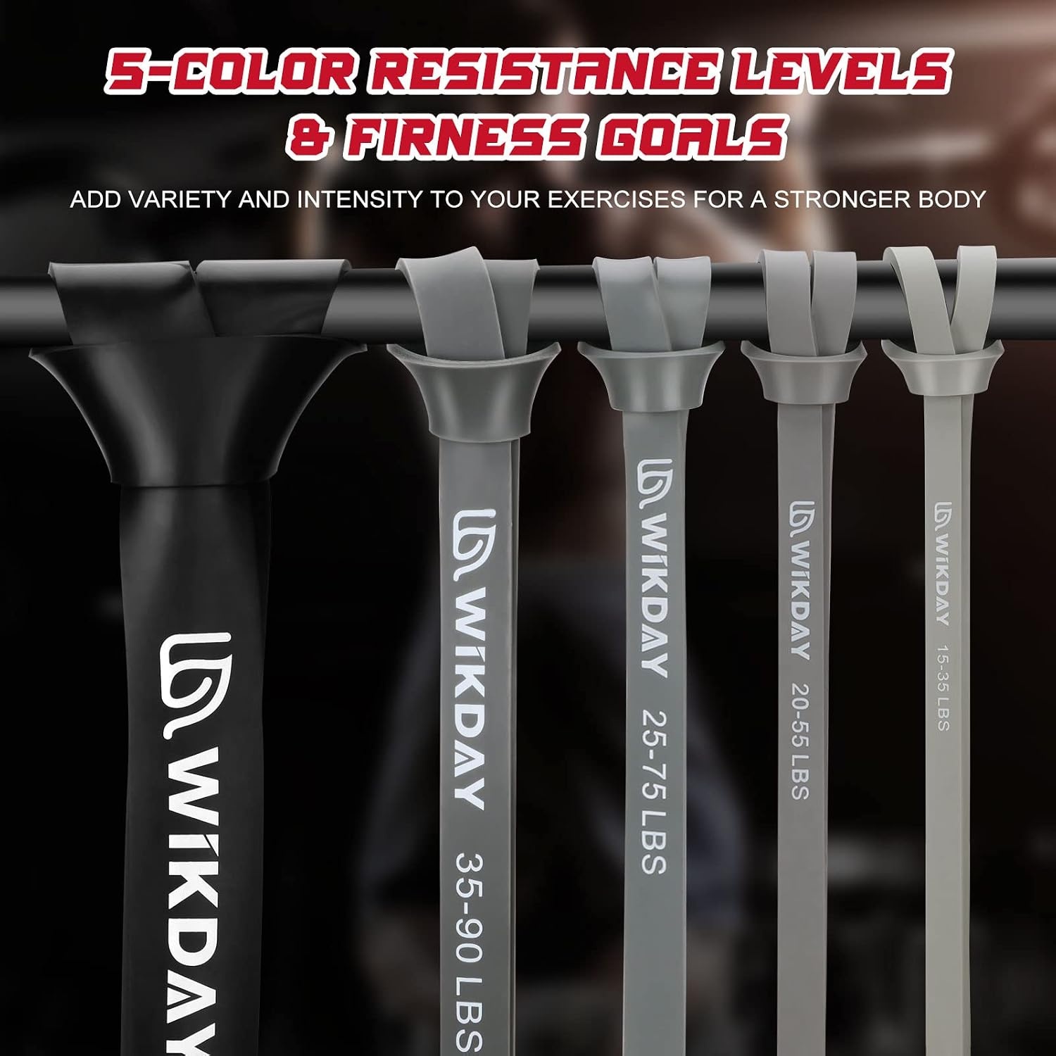 image:imageWIKDAY Resistance Bands for Working Out with Door AnchorGray