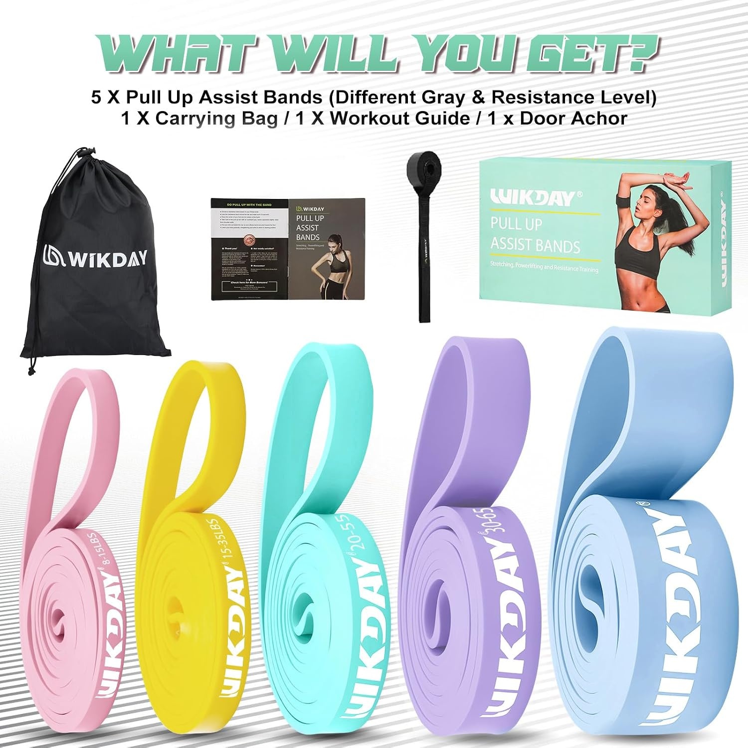 image:imageWIKDAY Resistance Bands for Working Out with Door AnchorMacaron