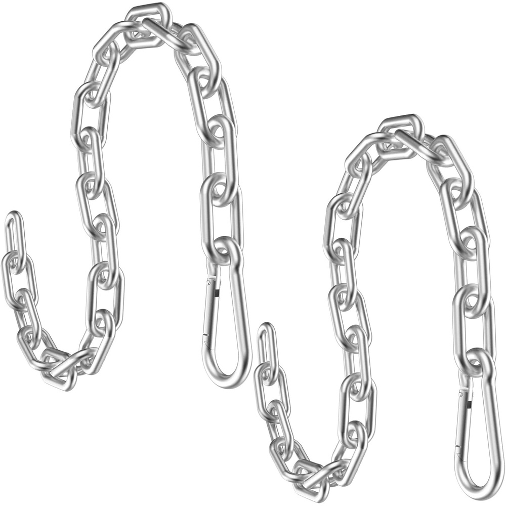 image:image236 Gym Fitness Cable Extension Chain 304 Stainless Steel Cable Machine Extension Accessory Workout Chain for Home Gym Replacement Weight Lifting Triceps ExerciseSilver2pcs Dia5mm
