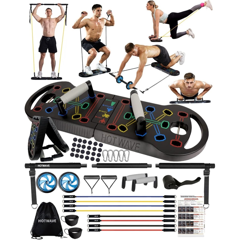 image:imageHOTWAVE Push Up Board Portable PushUp Board Foldable 20 in 1 Push Up BarBlack