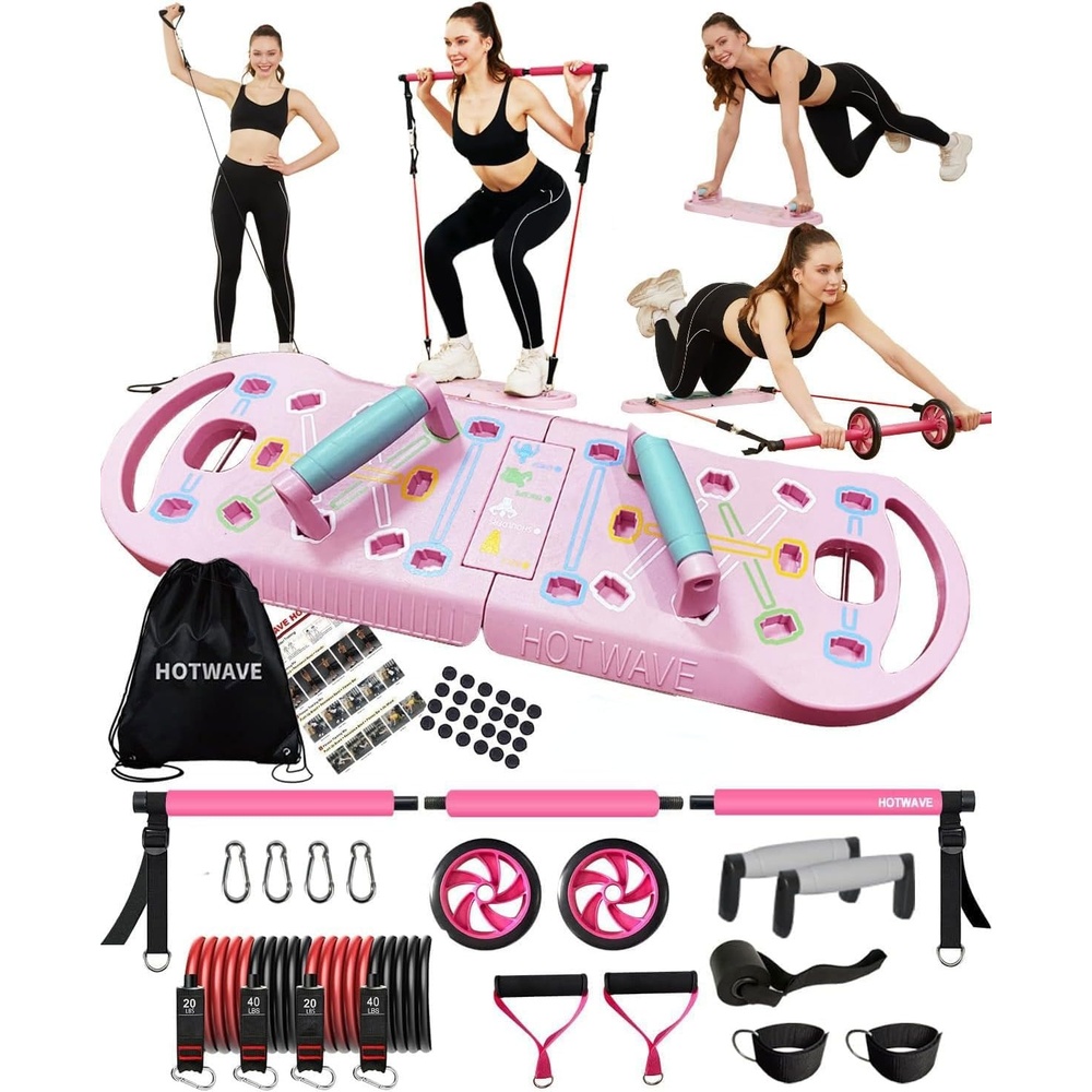 image:imageHOTWAVE Push Up Board Portable PushUp Board Foldable 20 in 1 Push Up BarPink
