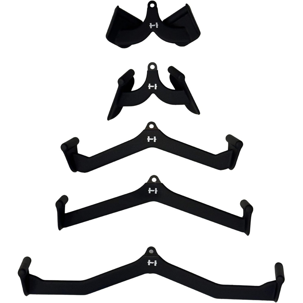 image:imageHULKFIT LAT Pulldown Attachments 5 Piece Cable Machine Handle Set for GymBlack