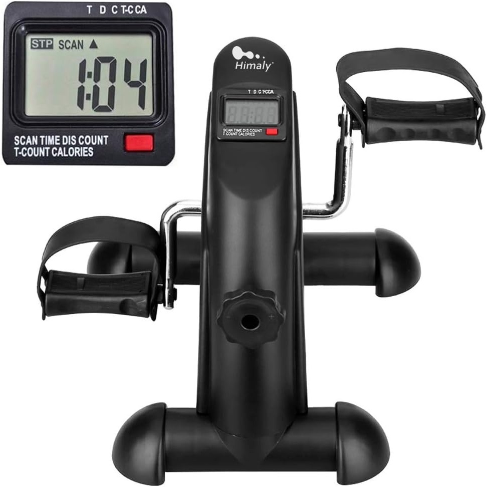 image:imageMini Exercise Bike himaly Under Desk Bike Pedal Exerciser Portable Foot Cycle Arm amp Leg Peddler Machine with LCD Screen DisplaysBlack