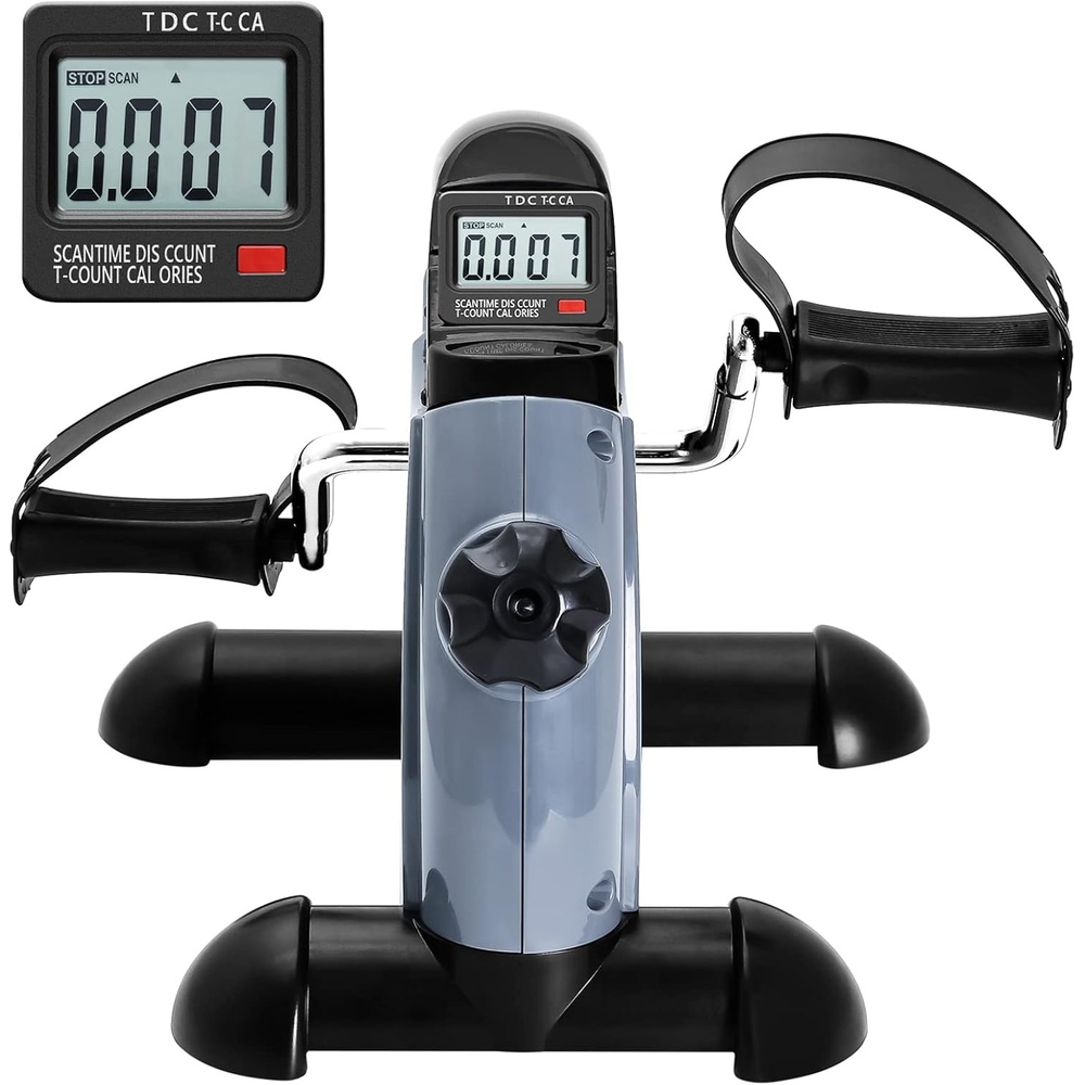 image:imageMini Exercise Bike himaly Under Desk Bike Pedal Exerciser Portable Foot Cycle Arm amp Leg Peddler Machine with LCD Screen DisplaysGray