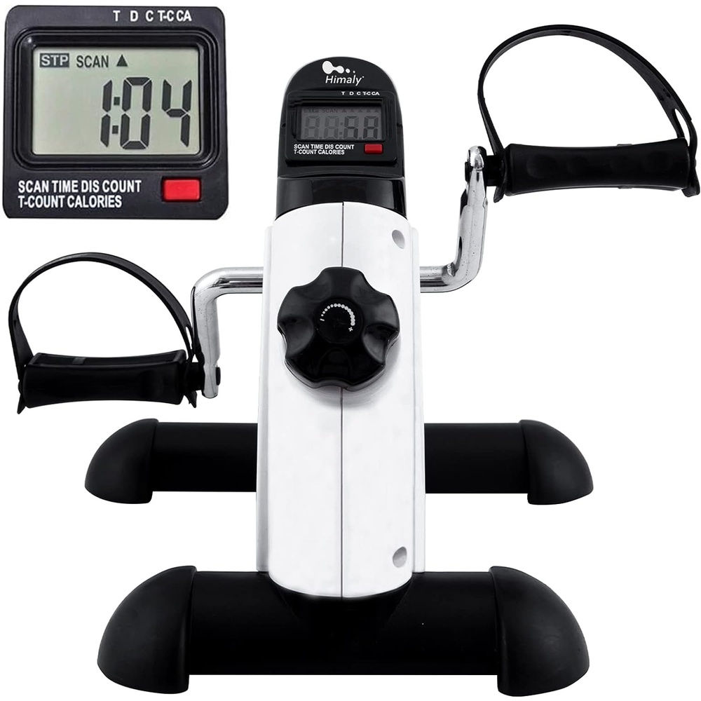 image:imageMini Exercise Bike himaly Under Desk Bike Pedal Exerciser Portable Foot Cycle Arm amp Leg Peddler Machine with LCD Screen DisplaysWhite