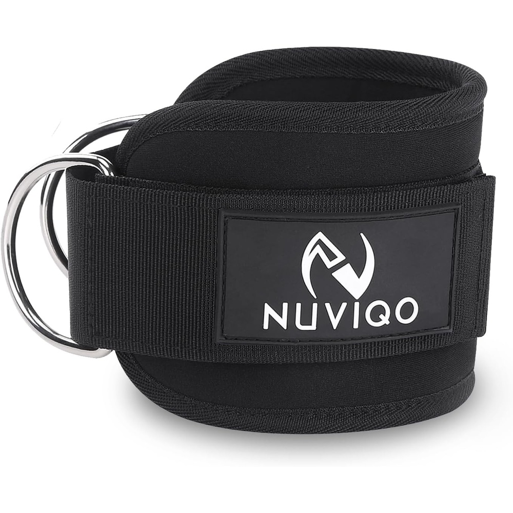image:imageNuviqo Ankle Strap for Cable Machines with DRing Attachment  Fully Adjustable  for Legs Glutes Hips and Abs WorkoutBlack  Single