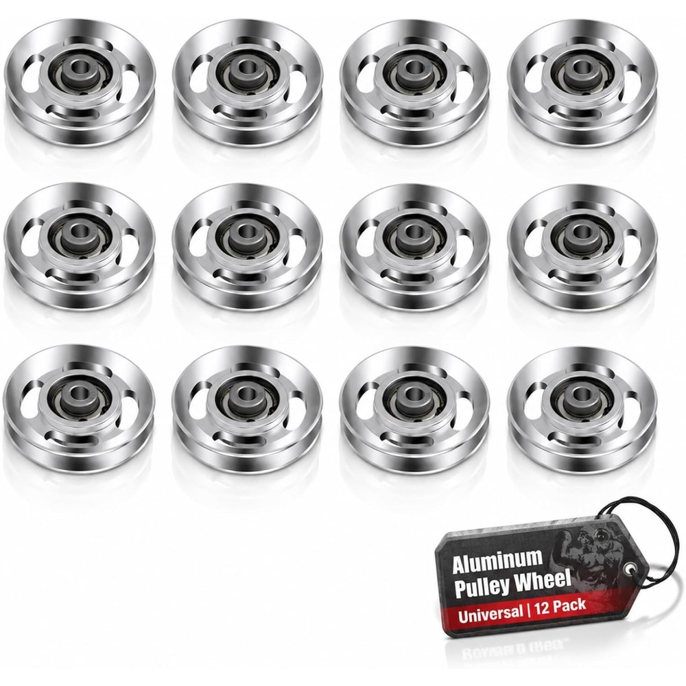 image:imagebalacoo 2pcs Aluminum Alloy Pulley Peel and Stick Wallpaper Pulldown Attachments Pulley Wheel Aluminum GymSilverx12pcs