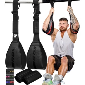 RDX AB Straps for Pull Up Bar Hanging (Pair), Maya Hide Leather, Abdominal Muscle Building Padded Arm Support Slings with D-Ring Strap, Leg Raise Exercise Fitness Workout Strength Training, Men Women(Black)