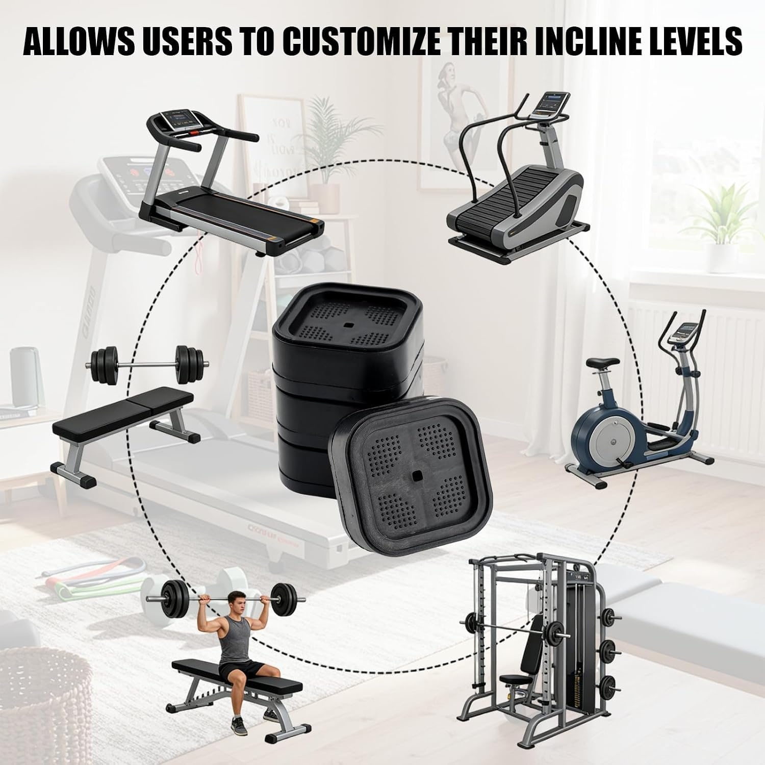 image:image4PCS Walking Pad Incline Blocks Treadmill Incline Riser Blocks