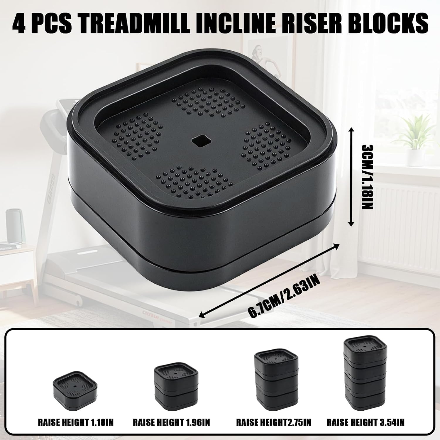 image:image4PCS Walking Pad Incline Blocks Treadmill Incline Riser Blocks