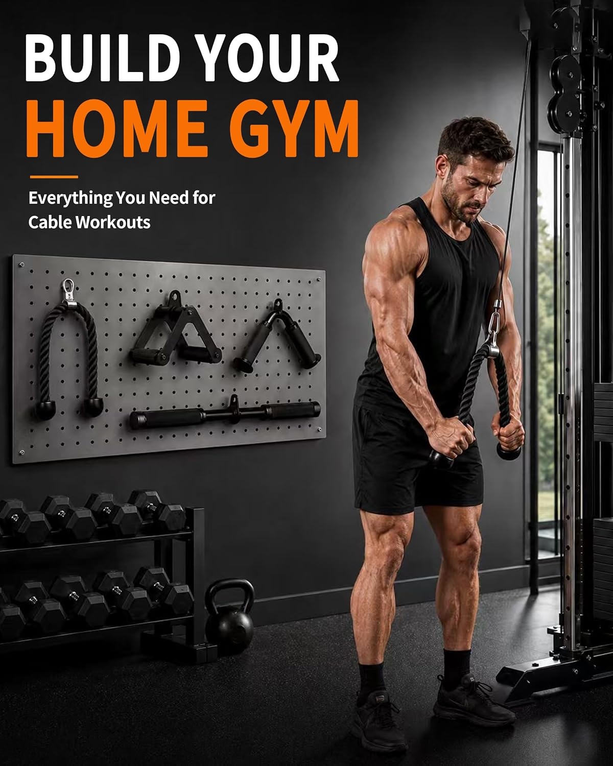 image:imageCable Machine Attachment Set NonSlip Rubber Grips for Home Gym