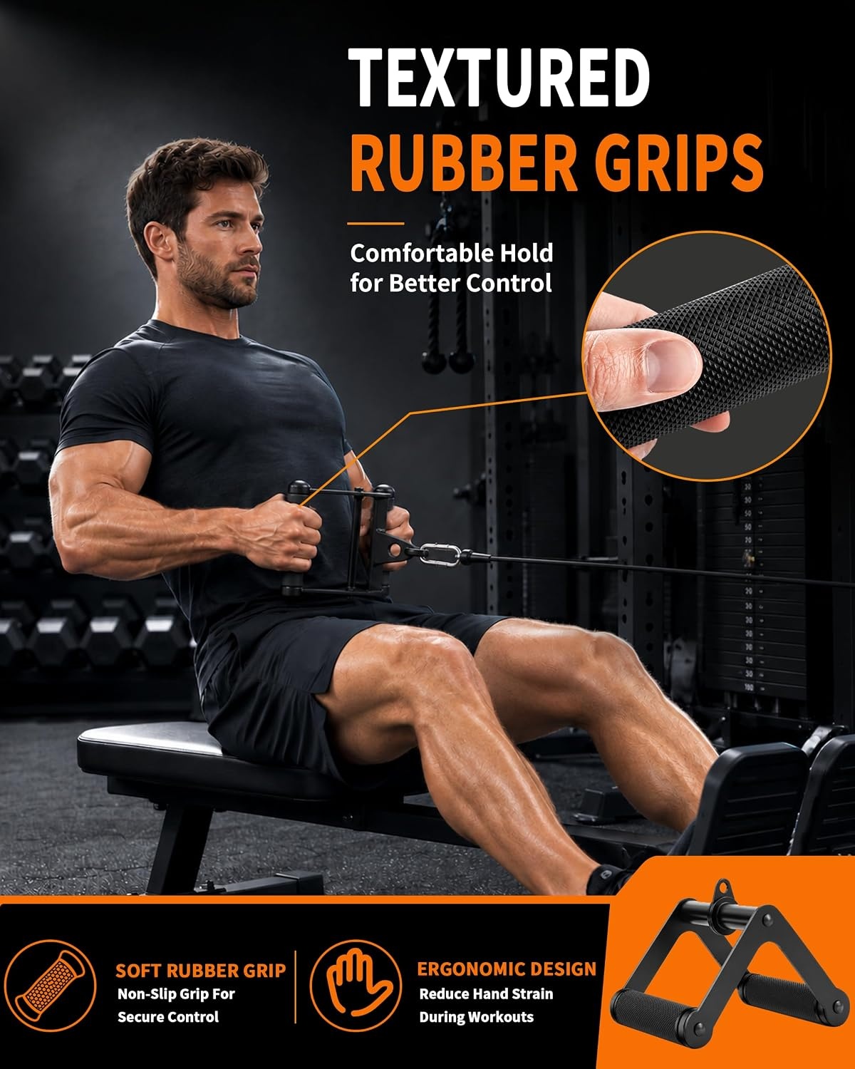 image:imageCable Machine Attachment Set NonSlip Rubber Grips for Home Gym