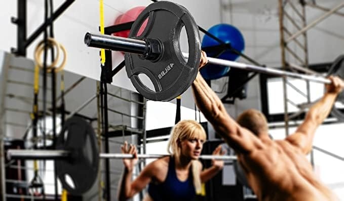 image:imageClout Fitness Olympic Barbell Clamps Collars Quick Release Pair of Locking Weight Clips Fit 2 Inch Barbell for WeightliftingBlackRed