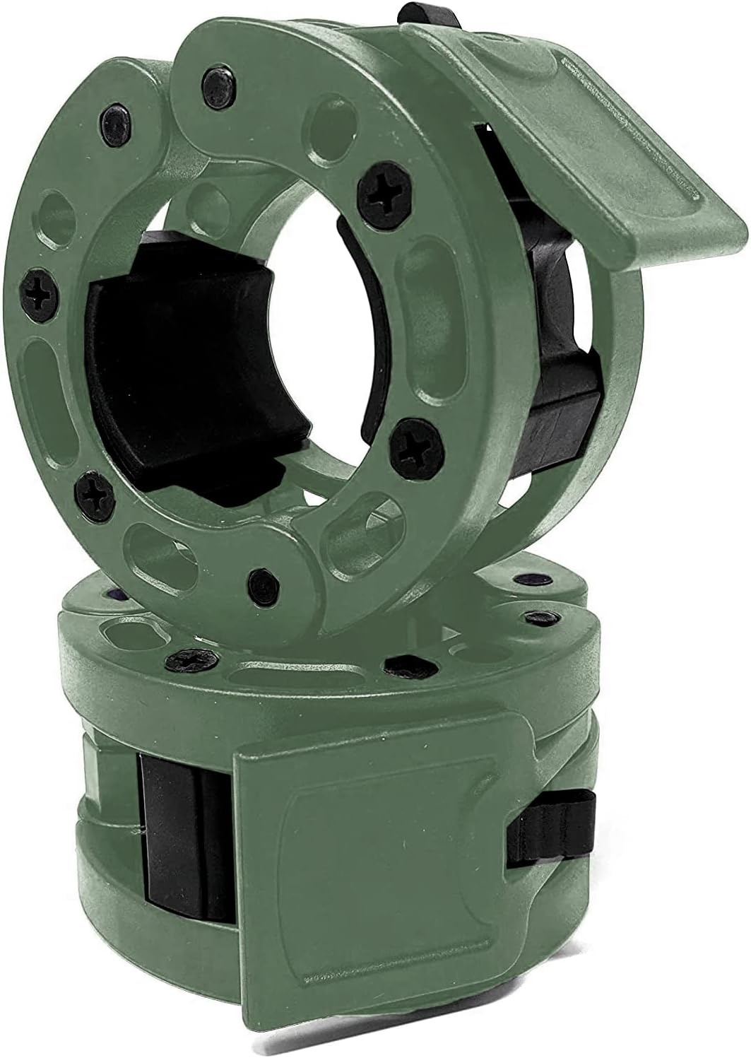 image:imageClout Fitness Olympic Barbell Clamps Collars Quick Release Pair of Locking Weight Clips Fit 2 Inch Barbell for WeightliftingOlive Green