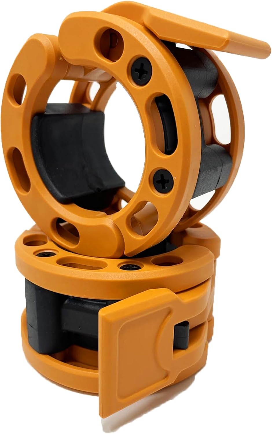 image:imageClout Fitness Olympic Barbell Clamps Collars Quick Release Pair of Locking Weight Clips Fit 2 Inch Barbell for WeightliftingOrange