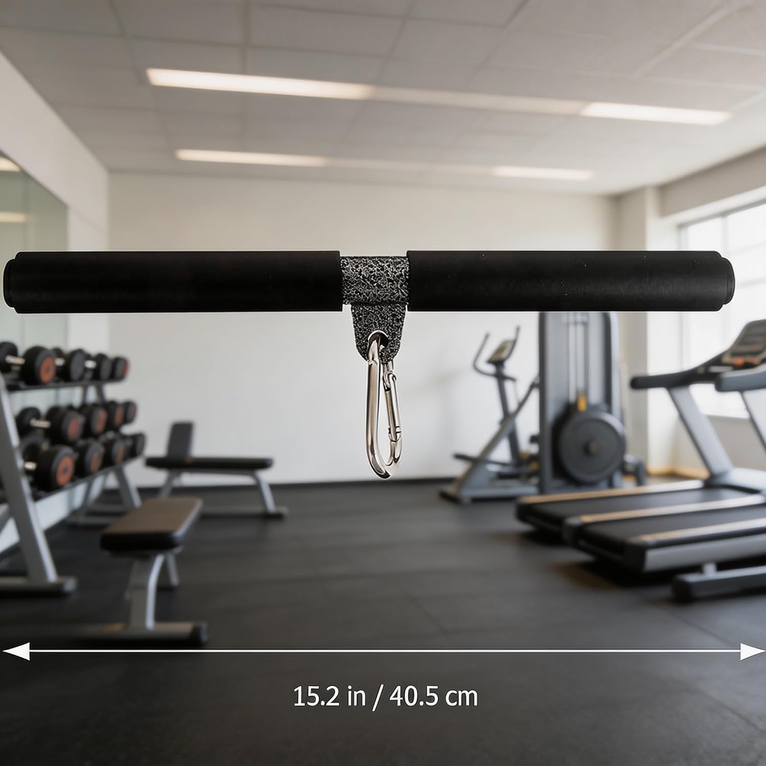 image:imageDIY Straight Bar Bicep Pull Bar with Soft Hand Grips Weight Machine Accessories Straight Bar for Home Gym Workout with Buckle