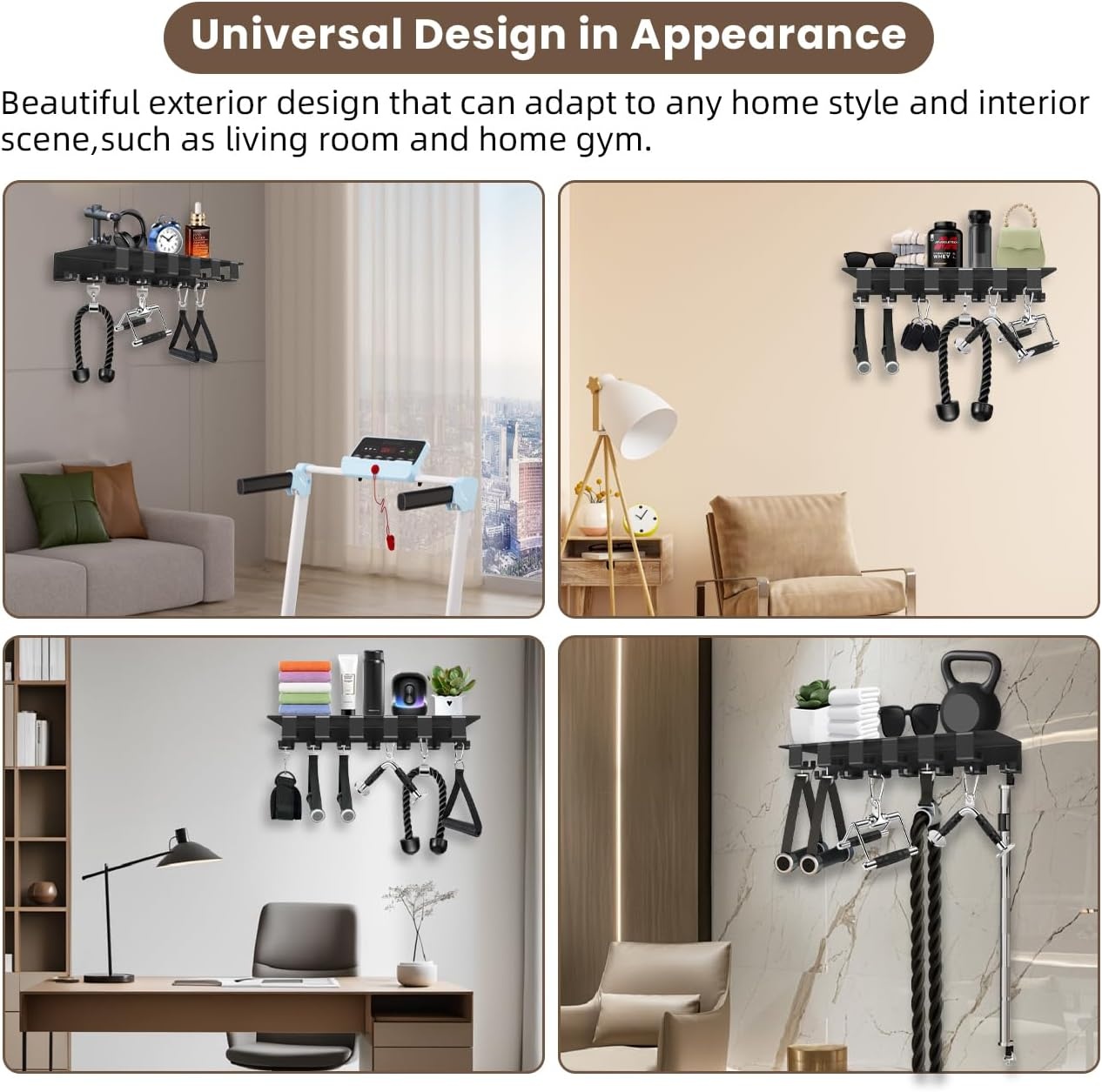 image:imageFloating Shelf Organizer Compatible with Tonal Accessories Home Gym Weight Storage Equipment Hanger Metal Rack Holder Wall Mount with Hooks TLock Adapters Bracket Hanger Workout Fitness Style 2