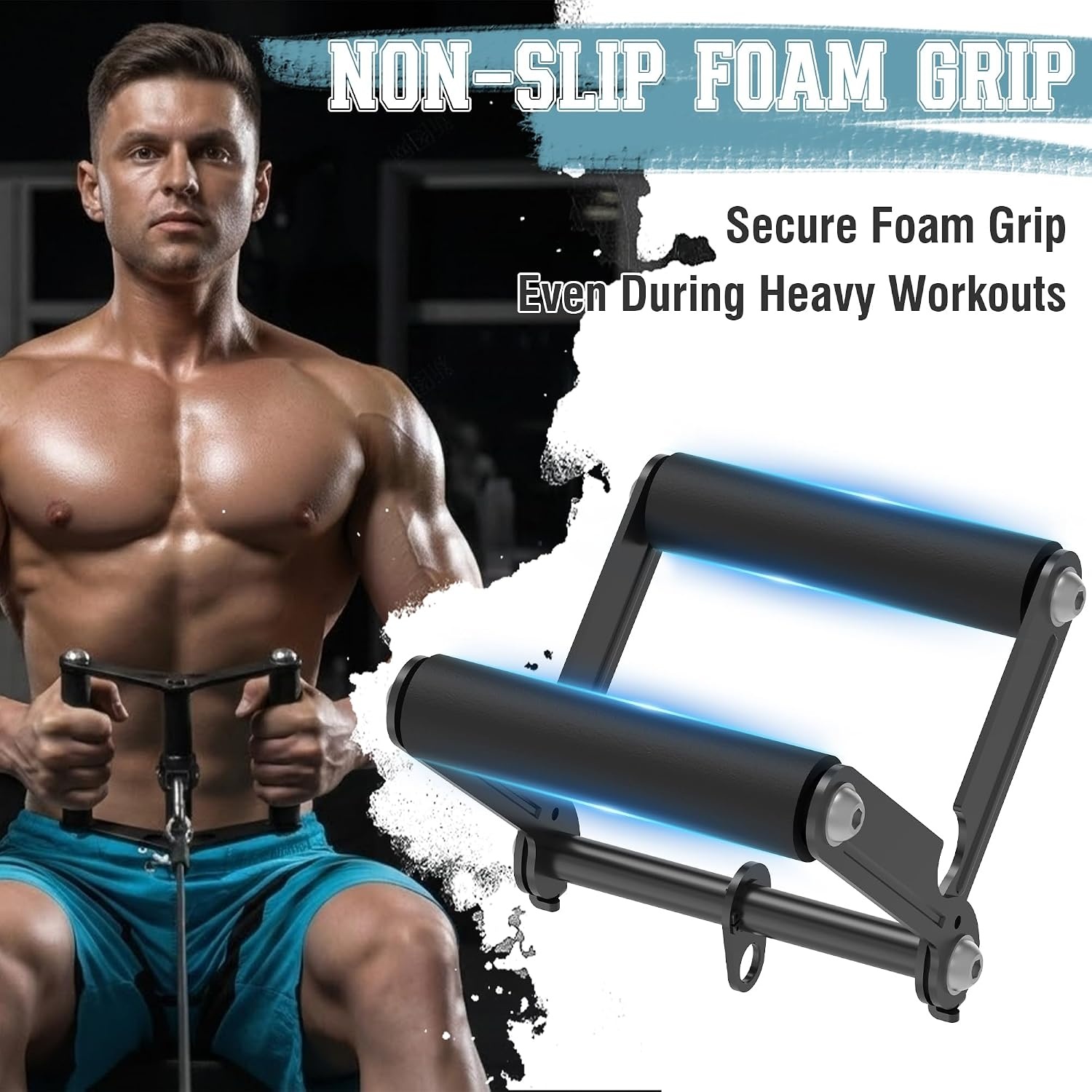 image:imageGanFindX Double D Row Handle Cable Attachment for Lat Pulldown TrainingBlack