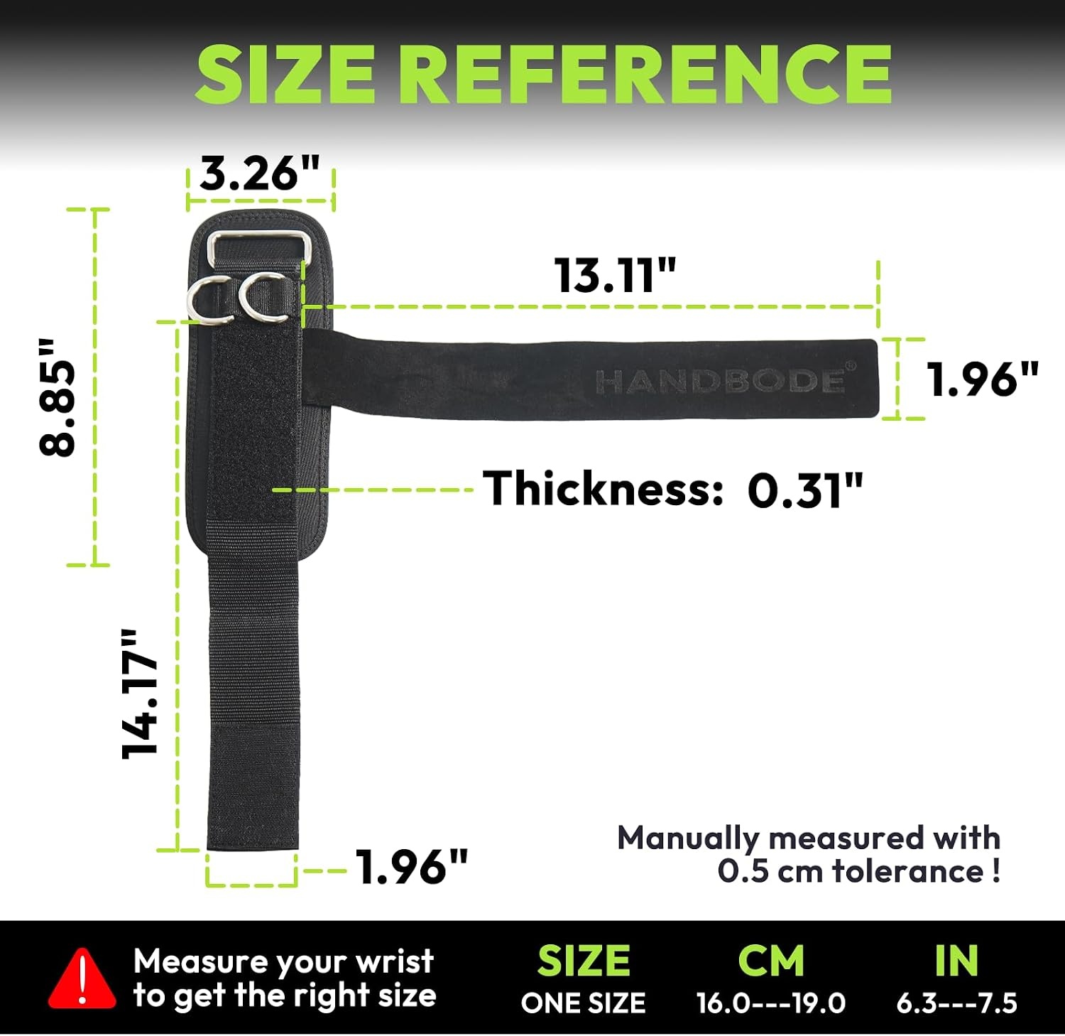 image:imageHANDBODE Lifting Straps Double DRing Weightlifting Wrist StrapsBlack Leather Lifting Straps