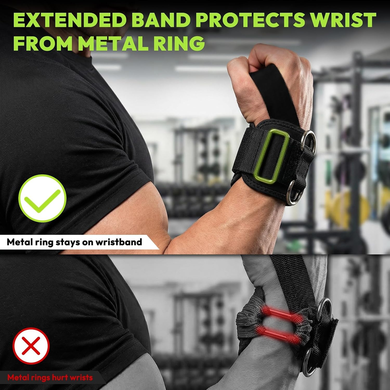 image:imageHANDBODE Lifting Straps Double DRing Weightlifting Wrist StrapsBlack Leather Lifting Straps