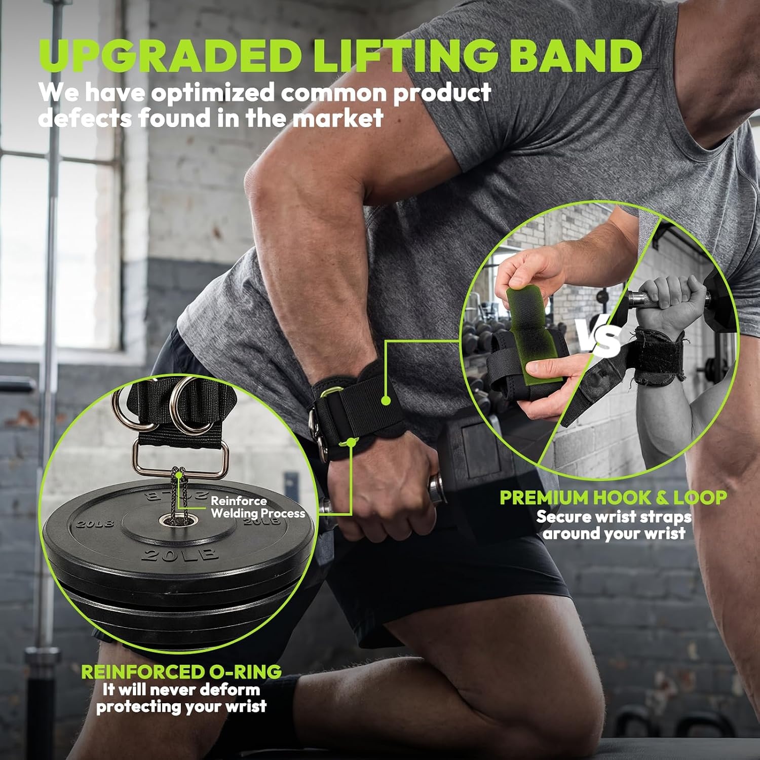 image:imageHANDBODE Lifting Straps Double DRing Weightlifting Wrist StrapsBlack Nylon Lifting Straps