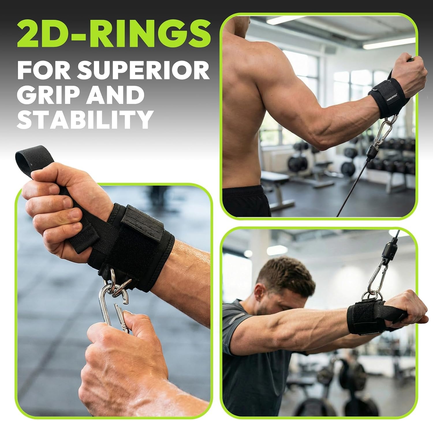 image:imageHANDBODE Lifting Straps Double DRing Weightlifting Wrist StrapsBlack Nylon Lifting Straps