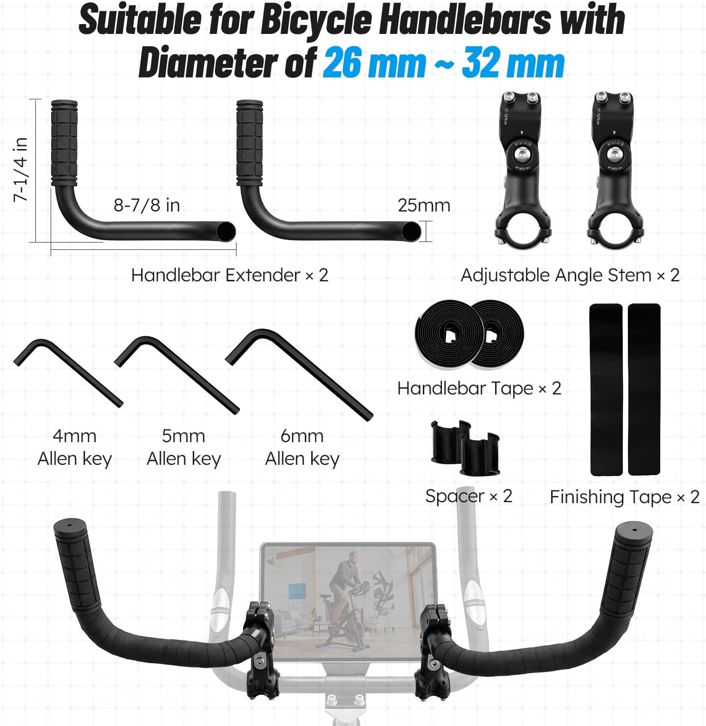 image:imageHandlebar Extender for Indoor Exercise Bike Adjustable Angle