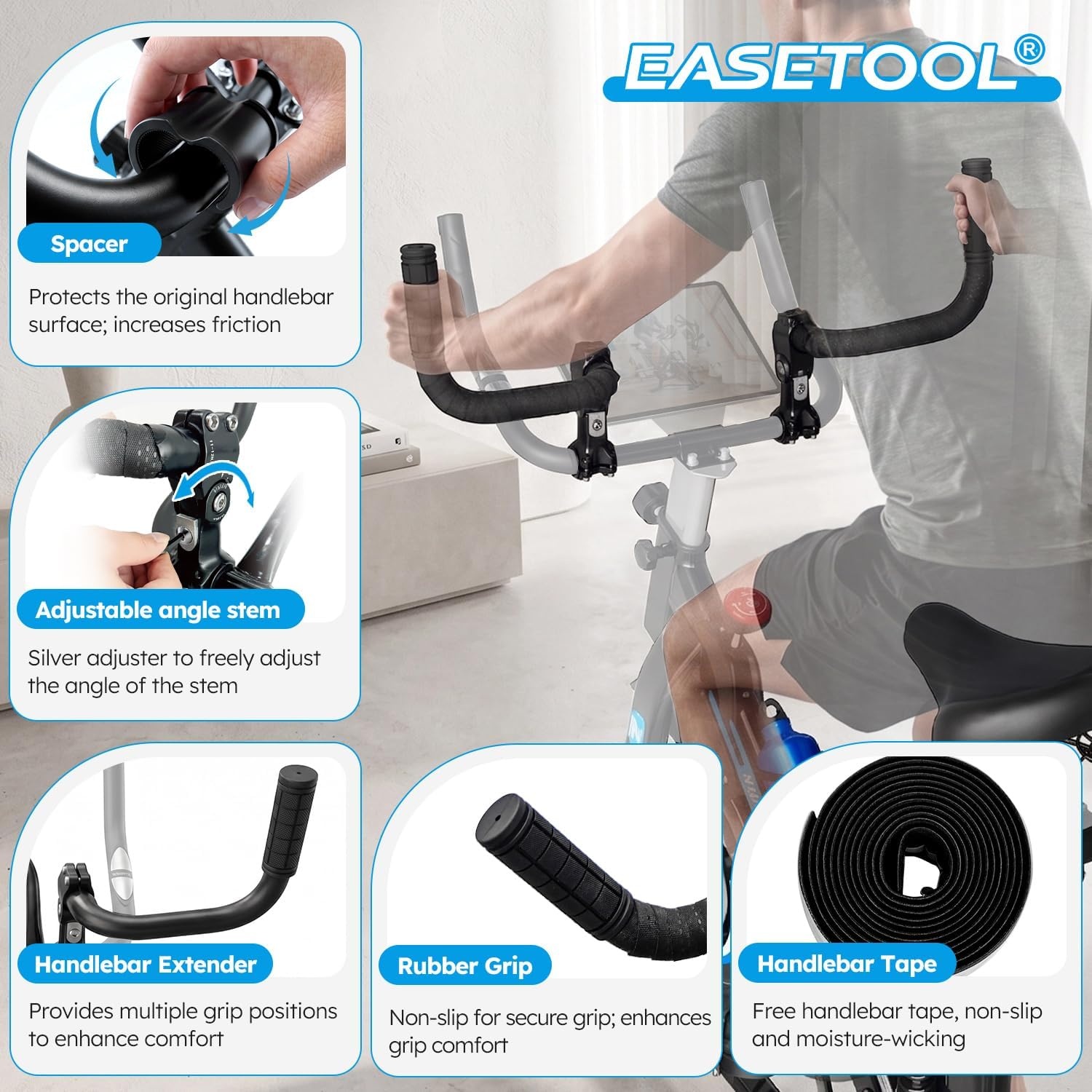 image:imageHandlebar Extender for Indoor Exercise Bike Adjustable Angle