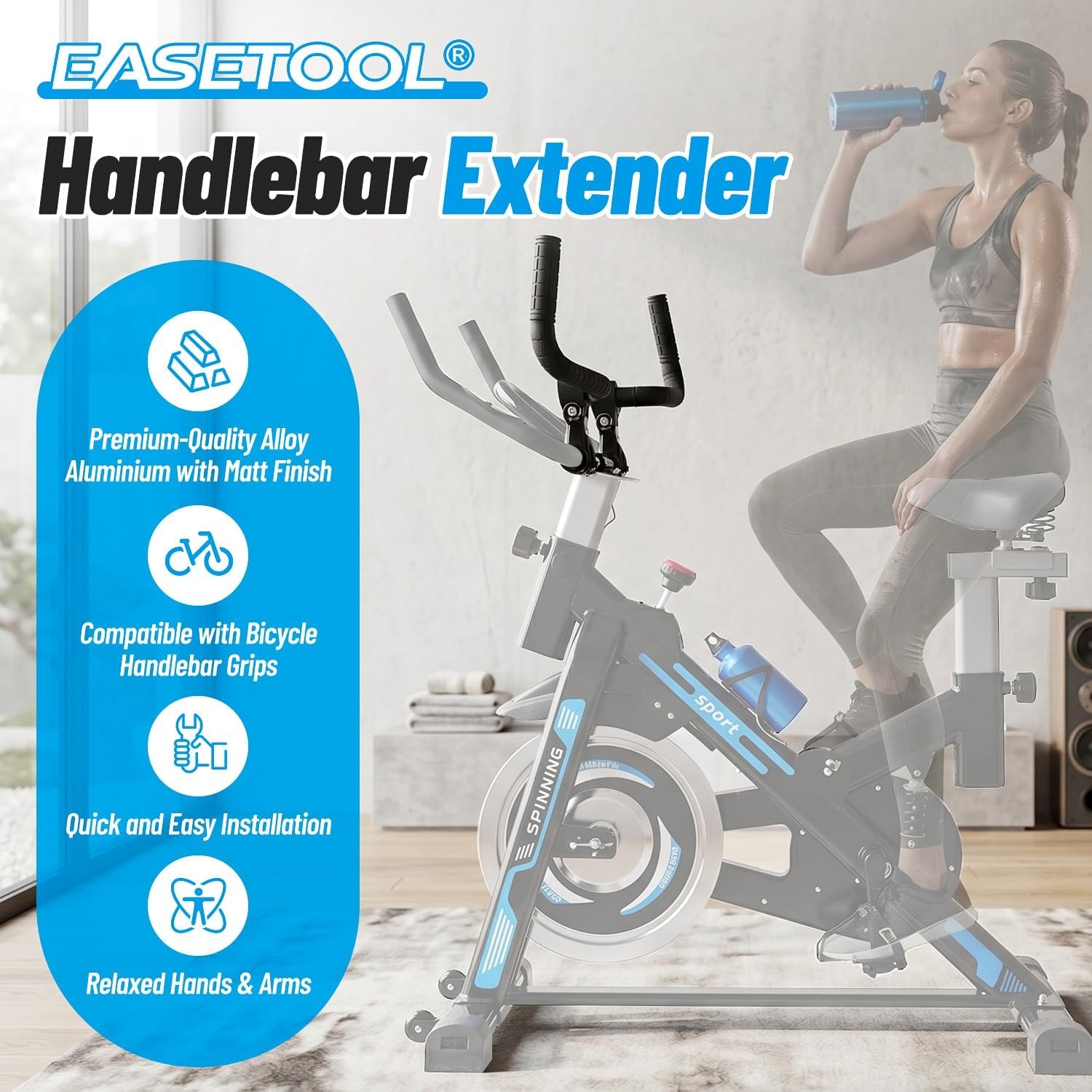image:imageHandlebar Extender for Indoor Exercise Bike Adjustable Angle