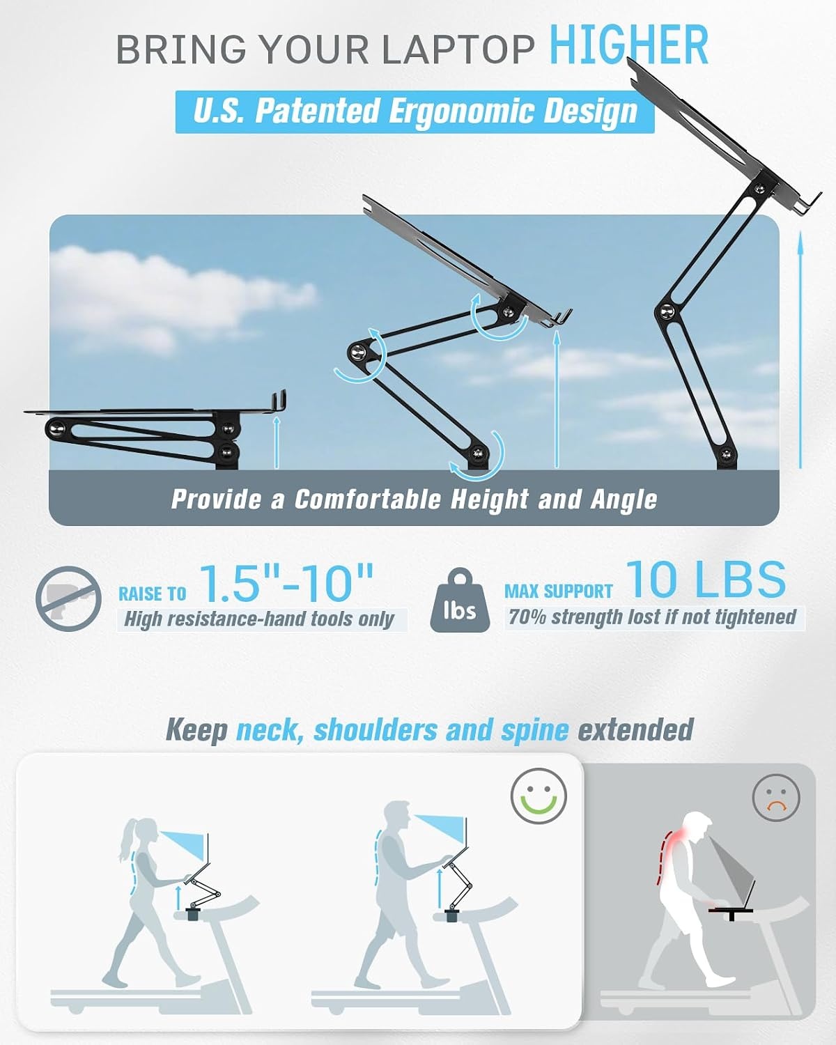 image:imageINMAKER Treadmill Desk Attachment Universal Treadmill Laptop Holder Stand