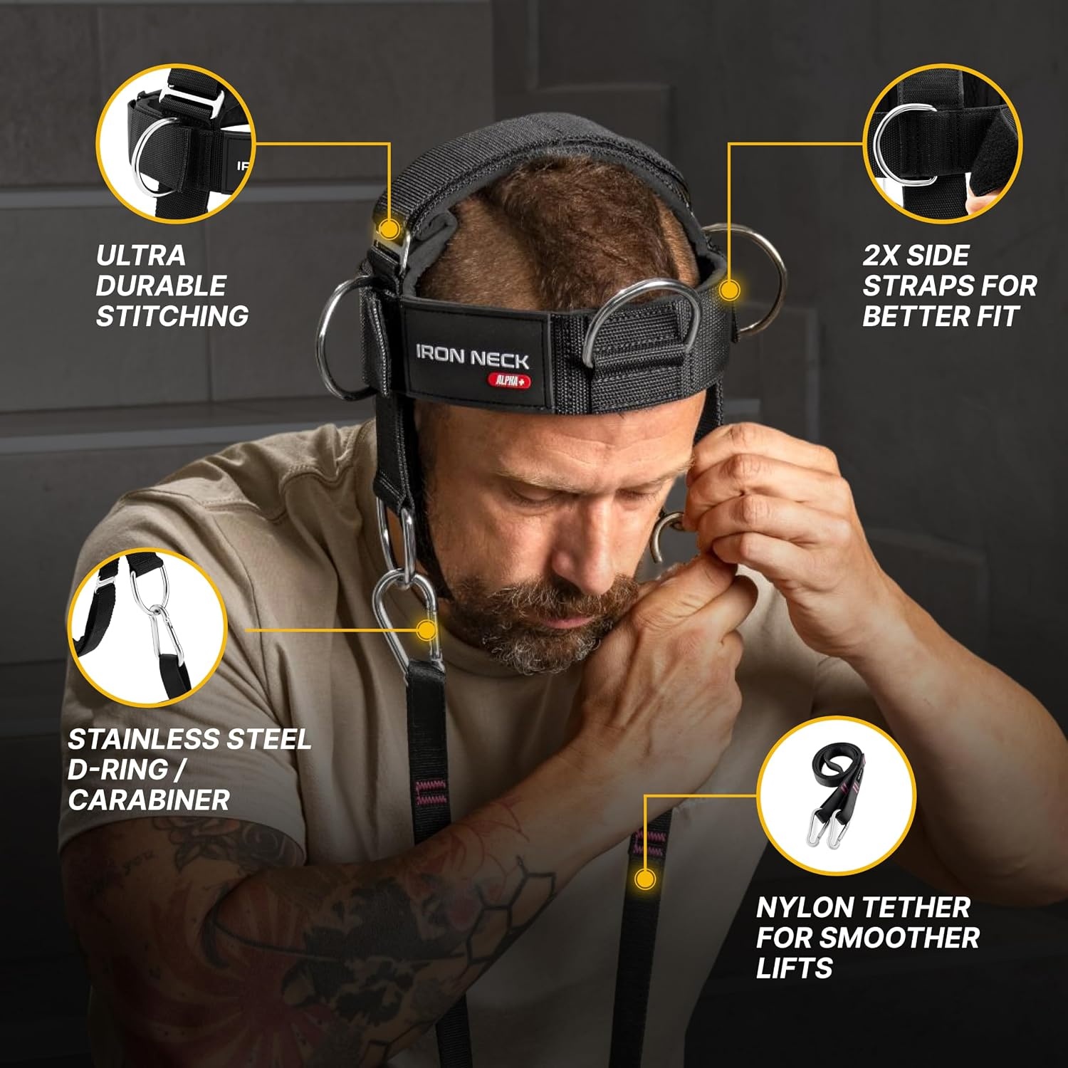 image:imageIron Neck Alpha Neck Trainer Exercise amp Workout EquipmentBlack Alpha Plus Harness