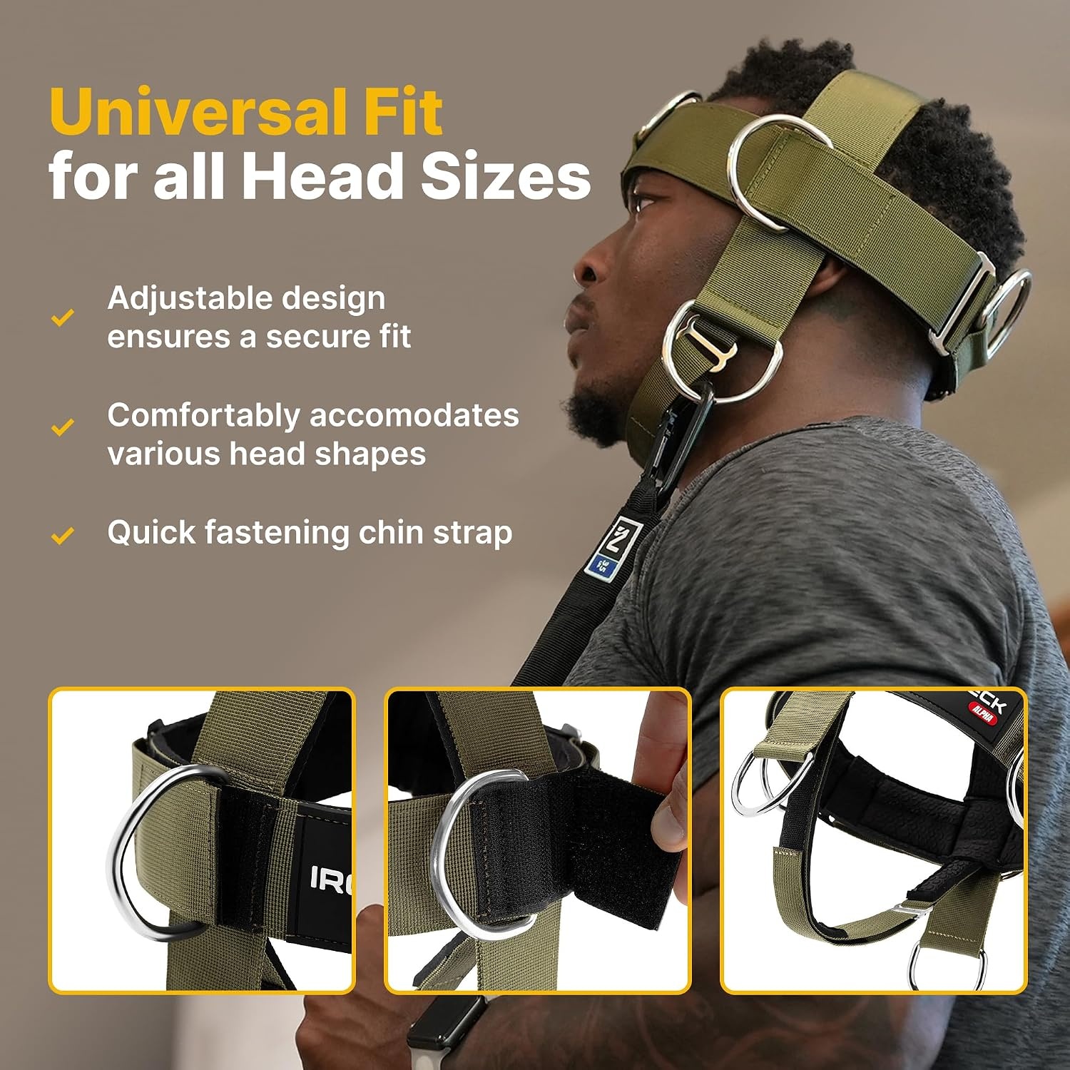 image:imageIron Neck Alpha Neck Trainer Exercise amp Workout EquipmentGreen Alpha Harness