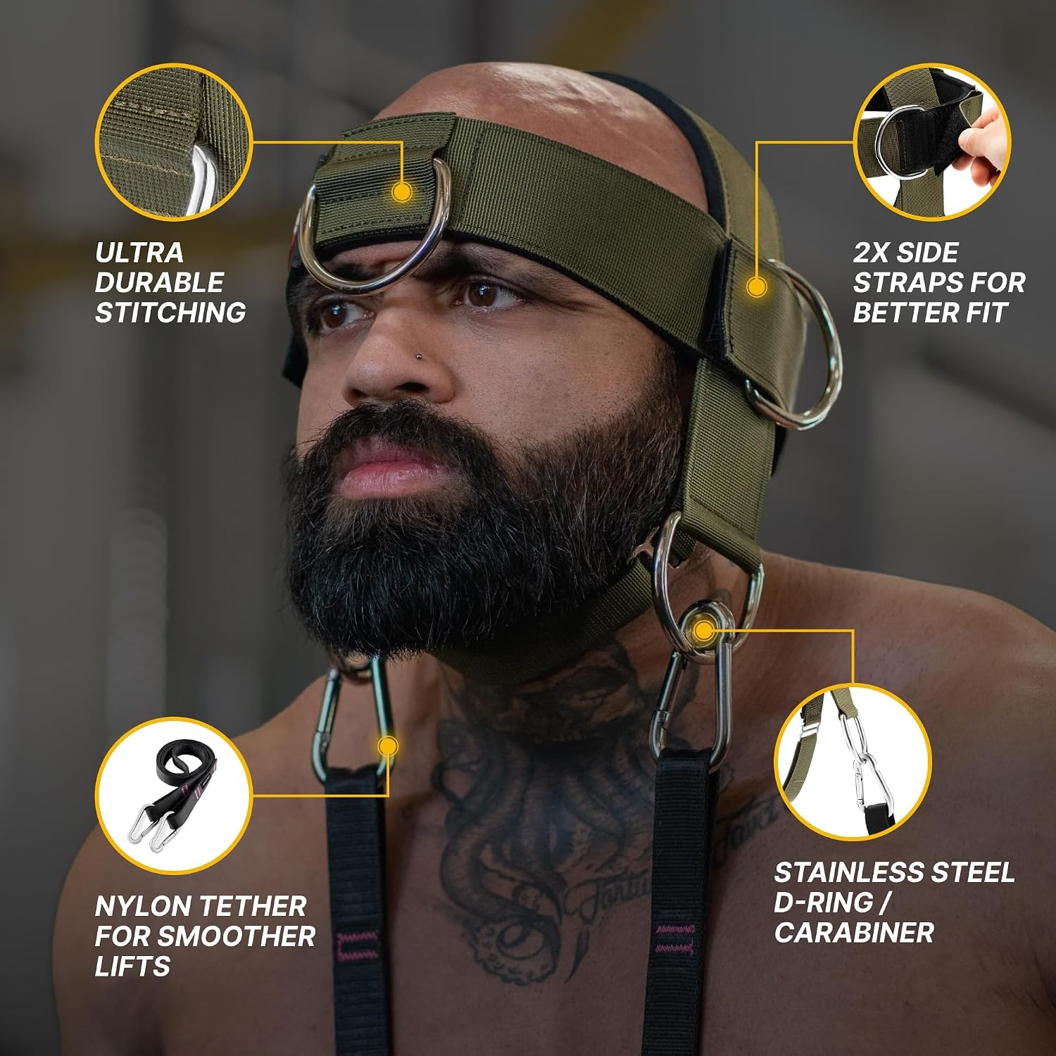 image:imageIron Neck Alpha Neck Trainer Exercise amp Workout EquipmentGreen Alpha Harness
